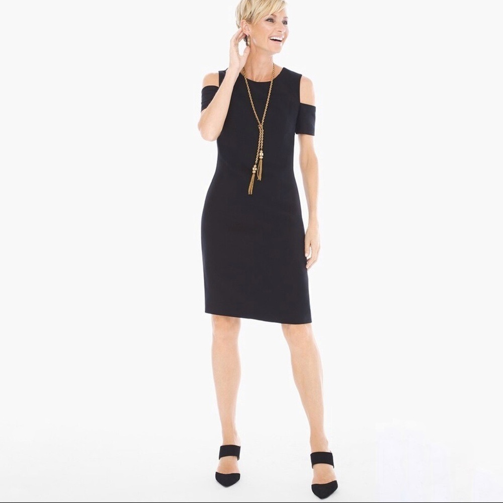 Chico’s Cold Shoulder‎ Seamed Short Dress Vanity Size 0/US Small #570187725